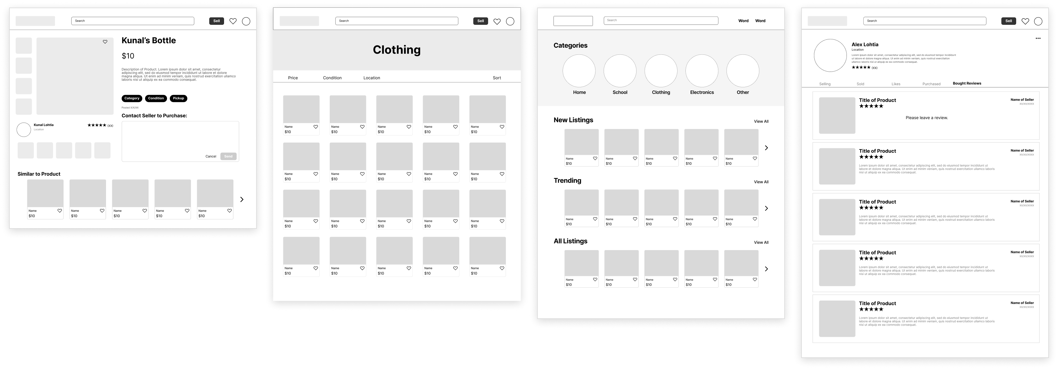 AggieExchange Mid-Fidelity Prototyping