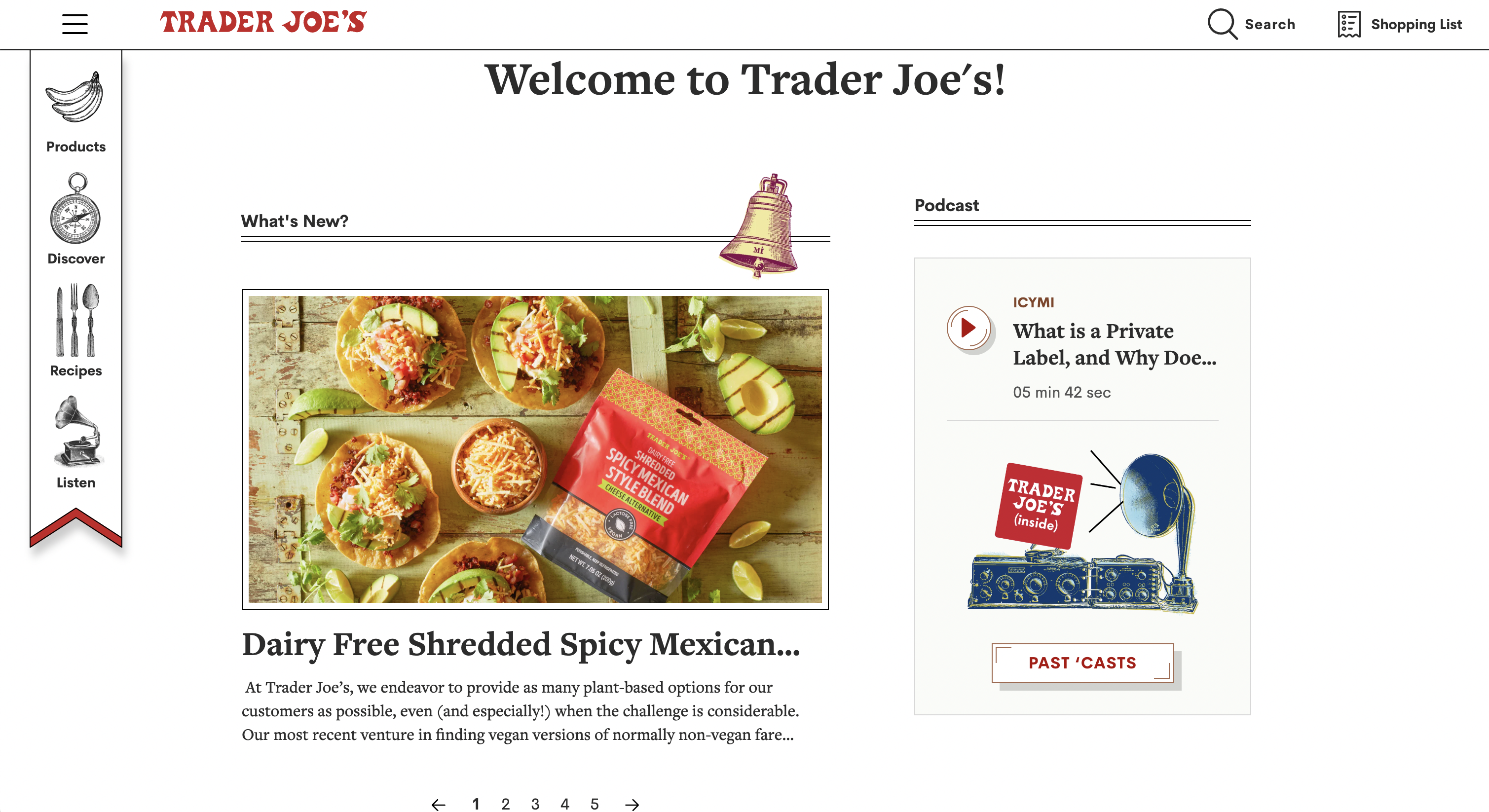 Trader Joe's Website